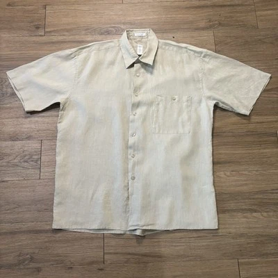Birmania Bibas Beige Ligero Lino Informal Botón Bolsillo Hombre’s Grande Foto 1 de 4