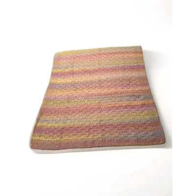 Manta bebé tejida a mano 25x28 recepción malva/dorada/lavanda/rosa Foto 1 de 4