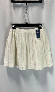 NWT Hollister Womens White Cotton Knit Pull-On Short Pleated Skirt Size XS - Picture 1 of 5