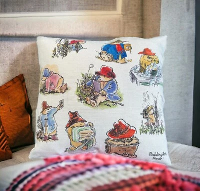CUSHION Paddington Bear  Square Cushion Cover + Inner Feather Pad 40 X 40cm VGC - Image 1 of 4