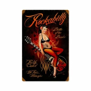 GUITAR PIN UP GIRL Blechschild 45,5 cm Rockabilly ROCK N ROLL Hillbilly 50s 60s - Bild 1 von 1