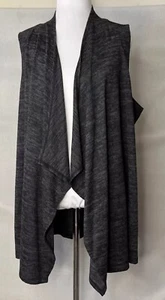 Logo Lori Goldstein Sweater Open Front Vest Waterfall Heathered Gray Womens 1X - Bild 1 von 9
