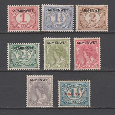 Países Bajos 1913 Servicio 1-8 Armenwet (NVPH D1-8) MNH Foto 1 de 2