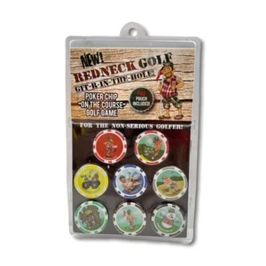 Git-R-In-The-Hole Redneck Golfspiel 8 Pokerchips mit Tasche auf Platz Spiel Komödie - Bild 1 von 8