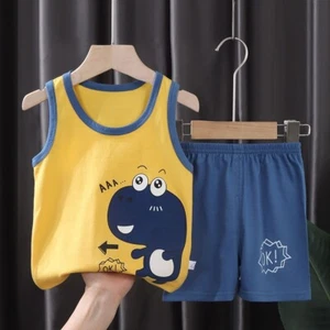 Ropa de bebé Camiseta Pantalones Cortos Conjunto de 2 piezas Niño Pequeño Traje Algodón Sin Mangas Niños Top Us - Imagen 1 de 24