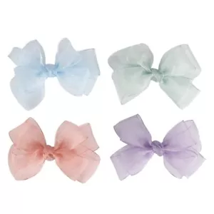 4 Colors 5Inch Hair Bows Clips Large Big Chiffon Ribbon Hair Bows Alligator C... - Picture 1 of 8