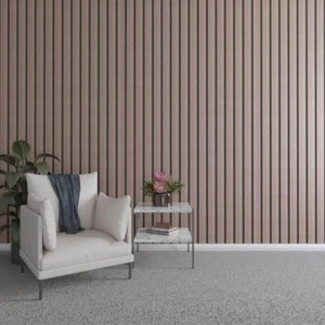 Ekena Millwork 47" x-3/8" Wall Slat Panel Kit Adjustable Wood Walnut (15-Pieces) - Picture 1 of 6