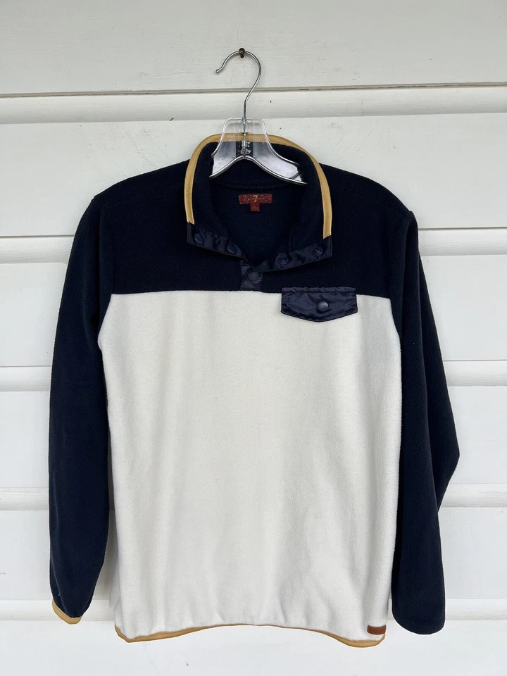Pullover polar suave a presión azul marino/blanco 7 for All Mankind Boys talla grande Foto 1 de 4