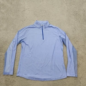 Ibkul Top Womens Large Blue Mini Check Quarter Zip Lightweight Mock Neck UPF50 - Picture 1 of 11
