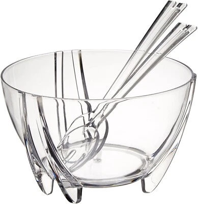 Prodyne Acrylic Salad Bowl with Servers, Clear,6 quarts - Image 1 of 3