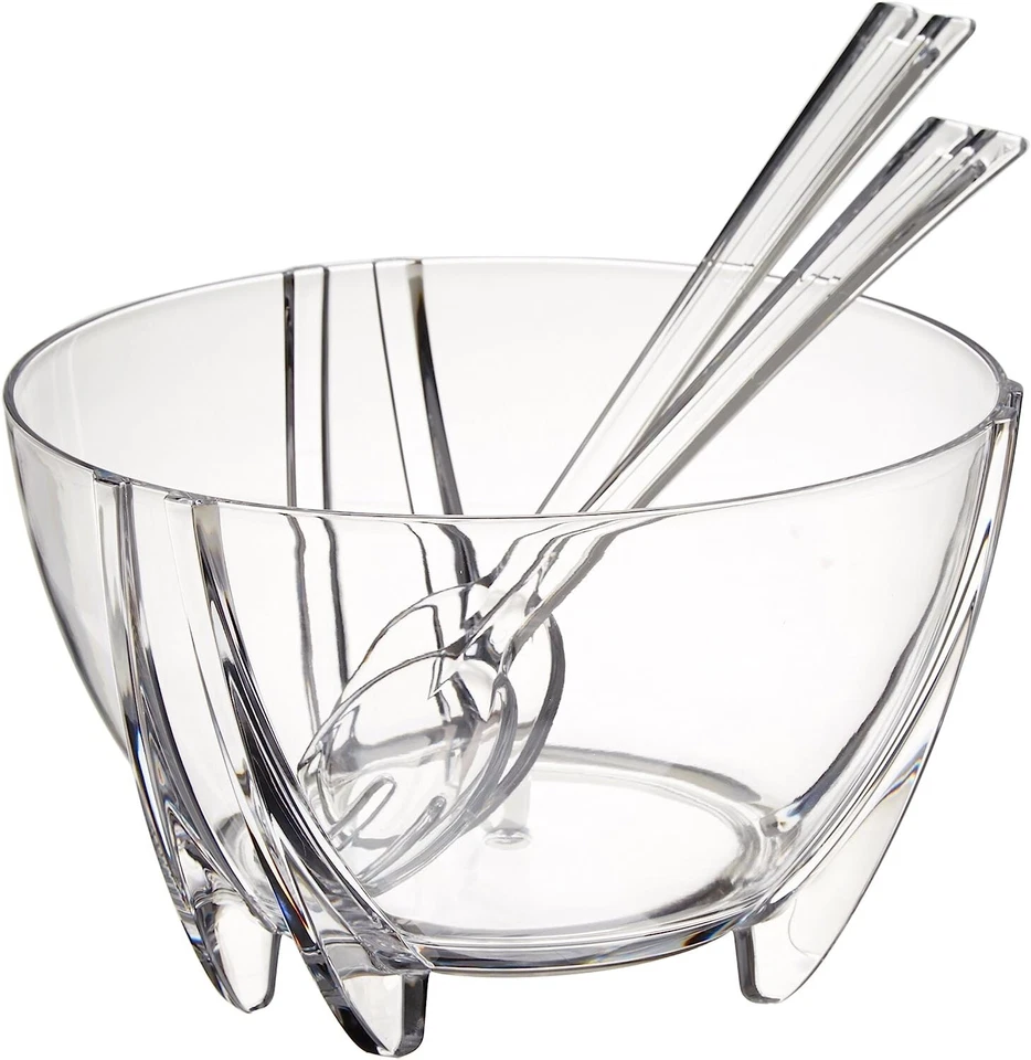 Prodyne Acrylic Salad Bowl with Servers, Clear,6 quarts - Image 1 of 3