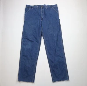 Vintage 90s Carhartt Mens 44x38 Distressed Wide Leg Dungaree Denim Jeans USA - Picture 1 of 11