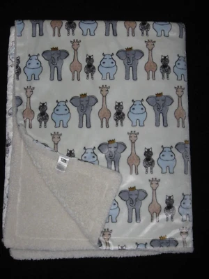 Manta bebé Hudson animales de la selva elefante corona hipopótamo cebra jirafa HB Foto 1 de 4