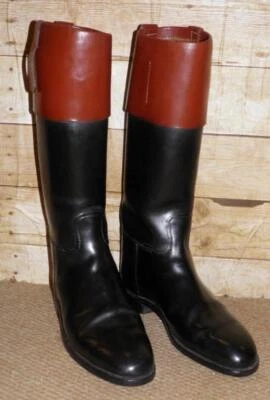 English Horace Batten Black Leather Riding Boots - Mahogany Tops - Size UK 7 - Image 1 of 4