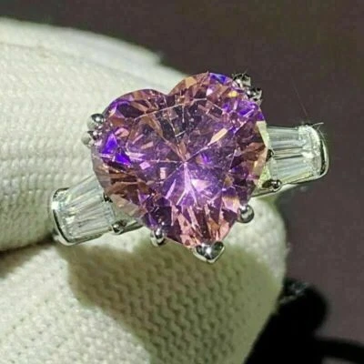 4.0Ct Heart Cut Simulated Stone Engagement Wedding Ring 14K Solid White Gold - Image 1 of 4