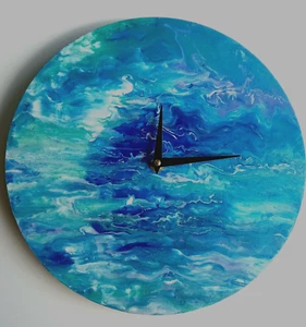 "Tranquil Retreat" Unique Hand Painted Indoor Wall Clock Abstract Art Gift Idea - Picture 1 of 17