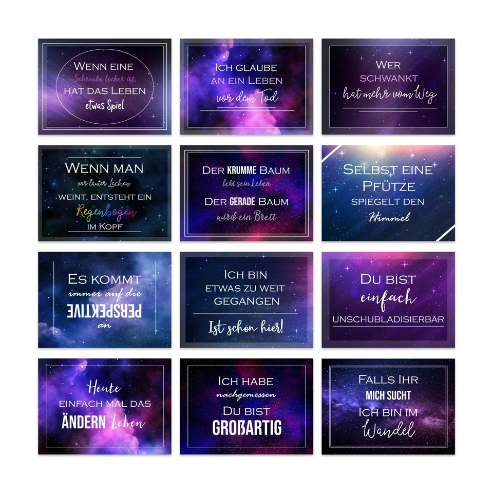 Postkarten Sprüche 12er Set UNIVERSUM Sprüche Postkarten Motivationskarten - Bild 1 von 4