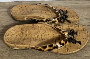 Vionic 340 Cassie Flip Flop Comfort Sandals Leopard Print/Bow Size 6 - Picture 1 of 7
