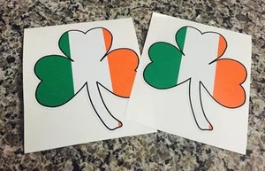 (Confezione da 2!) 4" x 4,5" IRLANDA IRLANDA TRIFOGLIO VINILE DECALCOMANIE ADESIVI BANDIERA - Foto 1 di 1