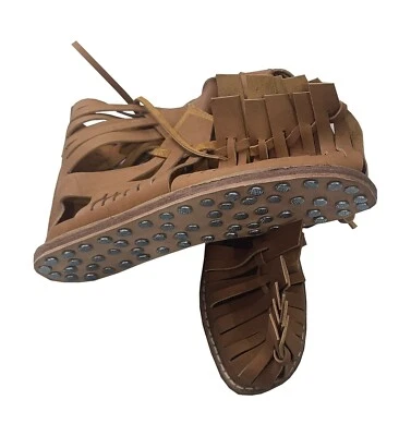 Sandalias Medievales Romanas de Cuero Gladiador SCA Legionario Griego Pie de Marcha Foto 1 de 4