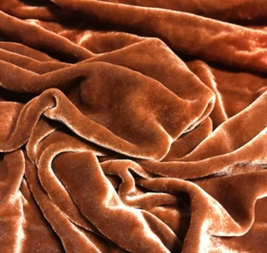 DUSTY ORANGE Hand Dyed Silk Velvet Fabric - Picture 1 of 1