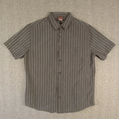 Hawk Shirt Mens XXL Button Front Short Sleeve Modal Blend Black Striped Pocket - Image 1 of 4