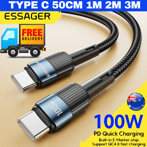 100W 1M 2M 3M 50cm 5A TYPE C TO TYPE C CABLE TO USB C FAST CHARGING CHARGER CORD
