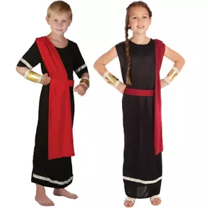 Enfants César Costume Filles Romain Toge Garçons Grec Égyptien Déguisement - Picture 1 of 5