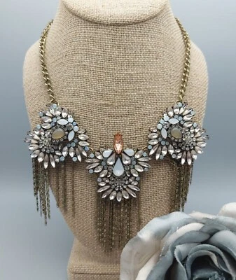 Collar colgante Veronese llamativo cristal y cadenas tono dorado 20" babero Foto 1 de 4