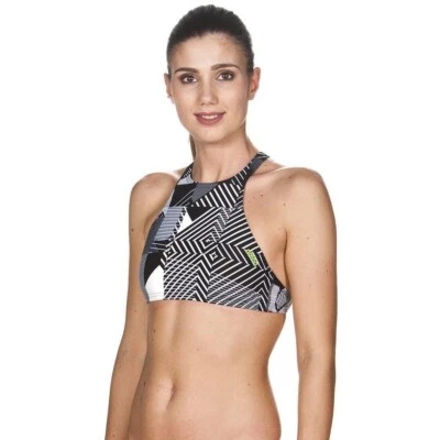 ARENA 女士 THINK CROP RACERBACK 比基尼上衣中号,黑色/白色 * 分色 PKG — 第 1/4 张图片