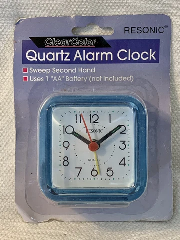RESONIC QUARTZ CLEAR COLOR BLUE ALARM CLOCK BRAND NEW IN PACKAGE SMALL Cover