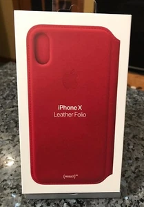 New Genuine Apple iPhone X XS Leather Folio Case - (PRODUCT) Red - Authentic - Picture 1 of 7