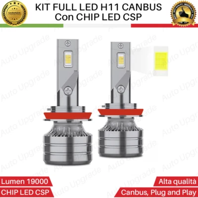 KIT LED H11 6000K BIANCO CANBUS XENON 19000 LM LUMEN REALI LAMPADE PER MOTO - Immagine 1 di 4