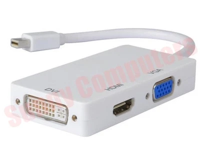 3 in 1 Thunderbolt Mini Displayport to HDMI VGA DVI Adapter for Apple MacBook AU - Image 1 of 3