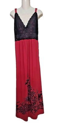 Vestido maxi Amoureuse tamanho 2X vermelho preto renda elástica íntima FLAW - Imagem 1 de 4