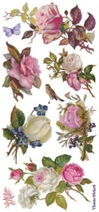 VIOLETTE STICKER - SHABBY CHIC FLORAL - 7 3/4" x 3 3/4" 19.5 cm x 9.5cm - Picture 1 of 1
