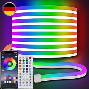 RGB Neon LED Stripe Streifen DC24V Flex Schlauch Lichtband Dimmbar Bluetooth APP - Bild 1 von 13