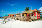 Cabanes de plage colorées dans les Caraïbes photo art affiche imprimée 18x12