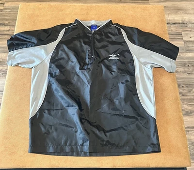 Camisa Atlética Mizuno 1/4 Cremallera Juvenil Mediana YXL Negra Carreras Béisbol Cortavientos Foto 1 de 4