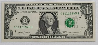 G11121945B (Nov. 12, 1945) Birthday Note Fancy Serial Number $1 Dollar Bill - Image 1 of 2
