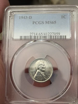 1943 D PCGS MS65 MS 65 Lincoln Steel Wheat One Cent - Image 1 of 4