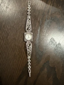 Antiguo Reloj Gotham Damas Diamantes Banda Esterlina Art Deco - Imagen 1 de 16