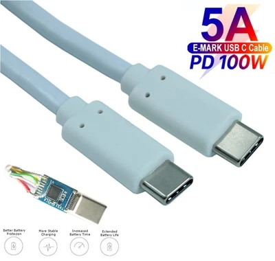 10ft USB 3.2 Gen 2 Type-C Male/Male Cable  PD to 100W/5A  to 20Gbps White - Image 1 of 3