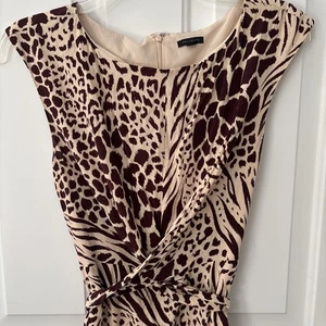 Ann Taylor Size 12 Dress  Animal Print Sleeveless Lined Cream And Brown - Picture 1 of 13