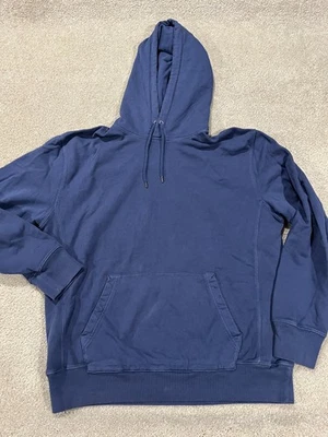 Sudadera con Capucha J Crew Para Hombre Grande Azul Pullover Prenda Teñida Terry Francés Cordón Foto 1 de 4