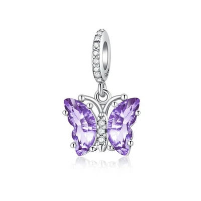 Dije colgante mariposa vidrio púrpura cumpleaños moda amor corazón colgante dije Foto 1 de 4