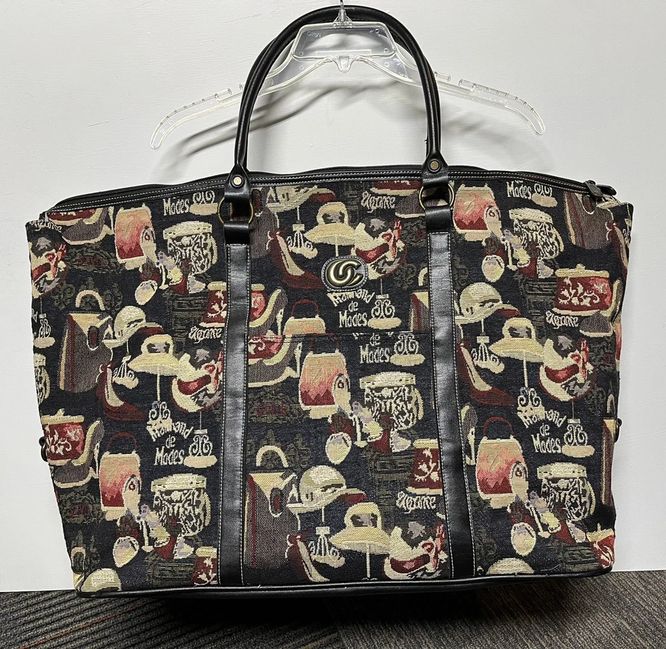 Bolso de Viaje Vintage Oleg Cassini Diseño Tapiz 20" W x 16" H Excelente Estado Foto 1 de 4