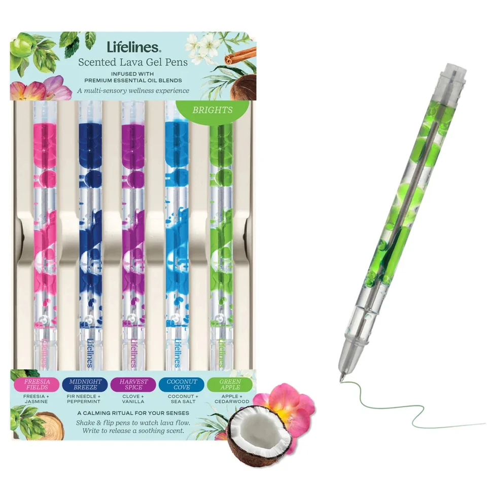 THE CORNER TOY STORE Lifelines Scented Lava Pen Set 5 Pack - Brights #LL-12-3102 - Brand New!