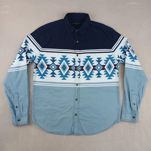 Aeropostale Medium Mens Shirt Aztec Navajo 21x26 Chambray Button Up Long Sleeve  - Picture 1 of 13