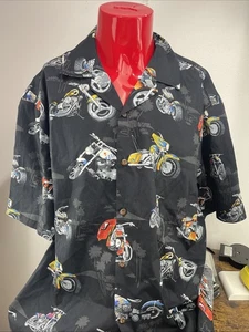 Pacific Legend Hawaiian Shirt 2XL Black Motorcycle Chopper Made in USA - Picture 1 of 10